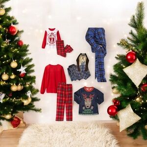 Christmas Pajama Bundle 3 Sets Unisex Youth Medium M 8/10 Elf Reindeer Snowman